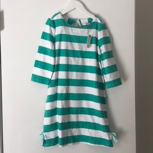 Girls green and white stripe dress